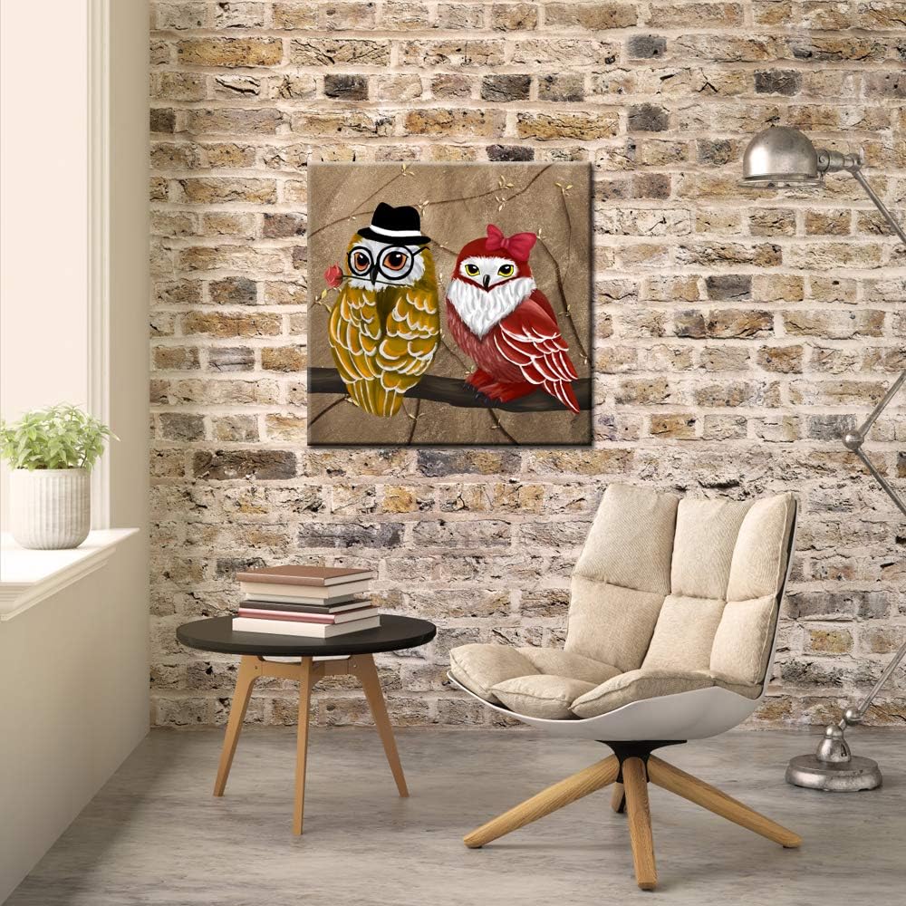 Owl Canvas Wall Art Framed 24x24 Inches Q117