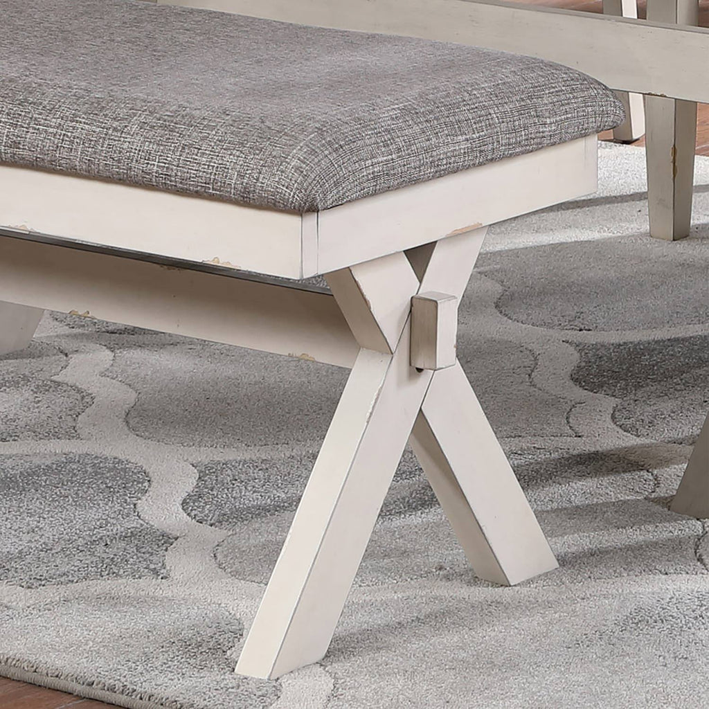 Grey Antique White Two-Seater Dining Bench N31683