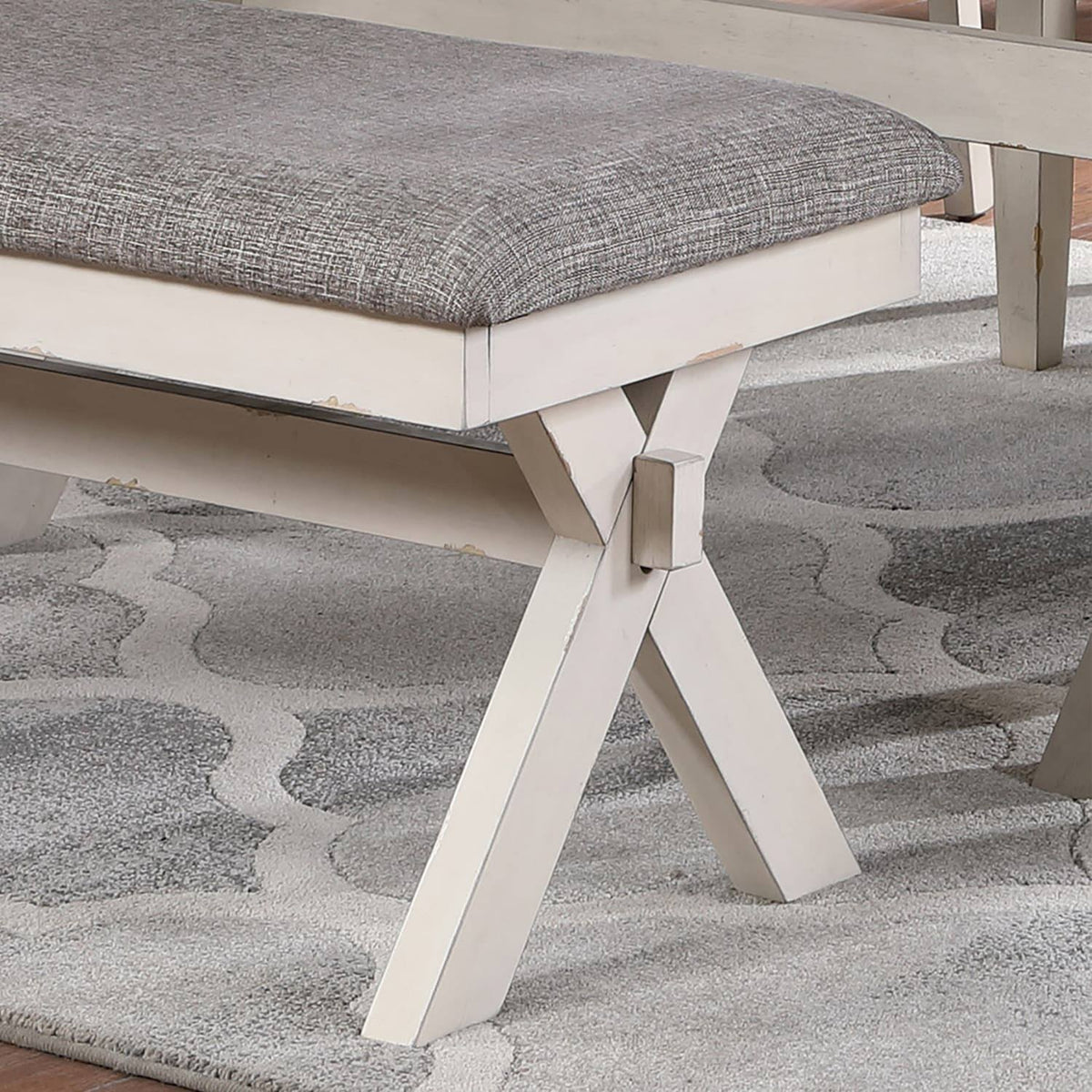 Grey Antique White Two-Seater Dining Bench N31683