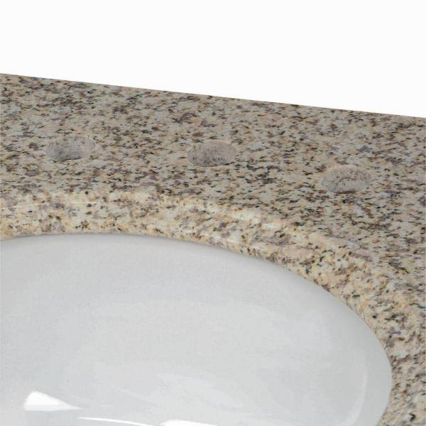 31x22 Golden Hill Granite Vanity Top with White Bowl Q4575