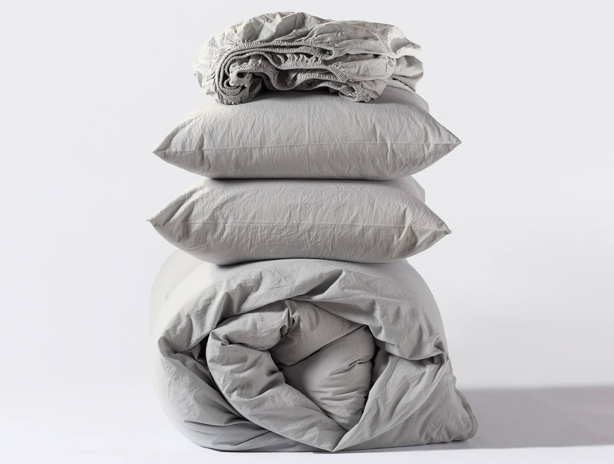 Organic Crinkled Percale Sheet Set Queen Pewter F654326