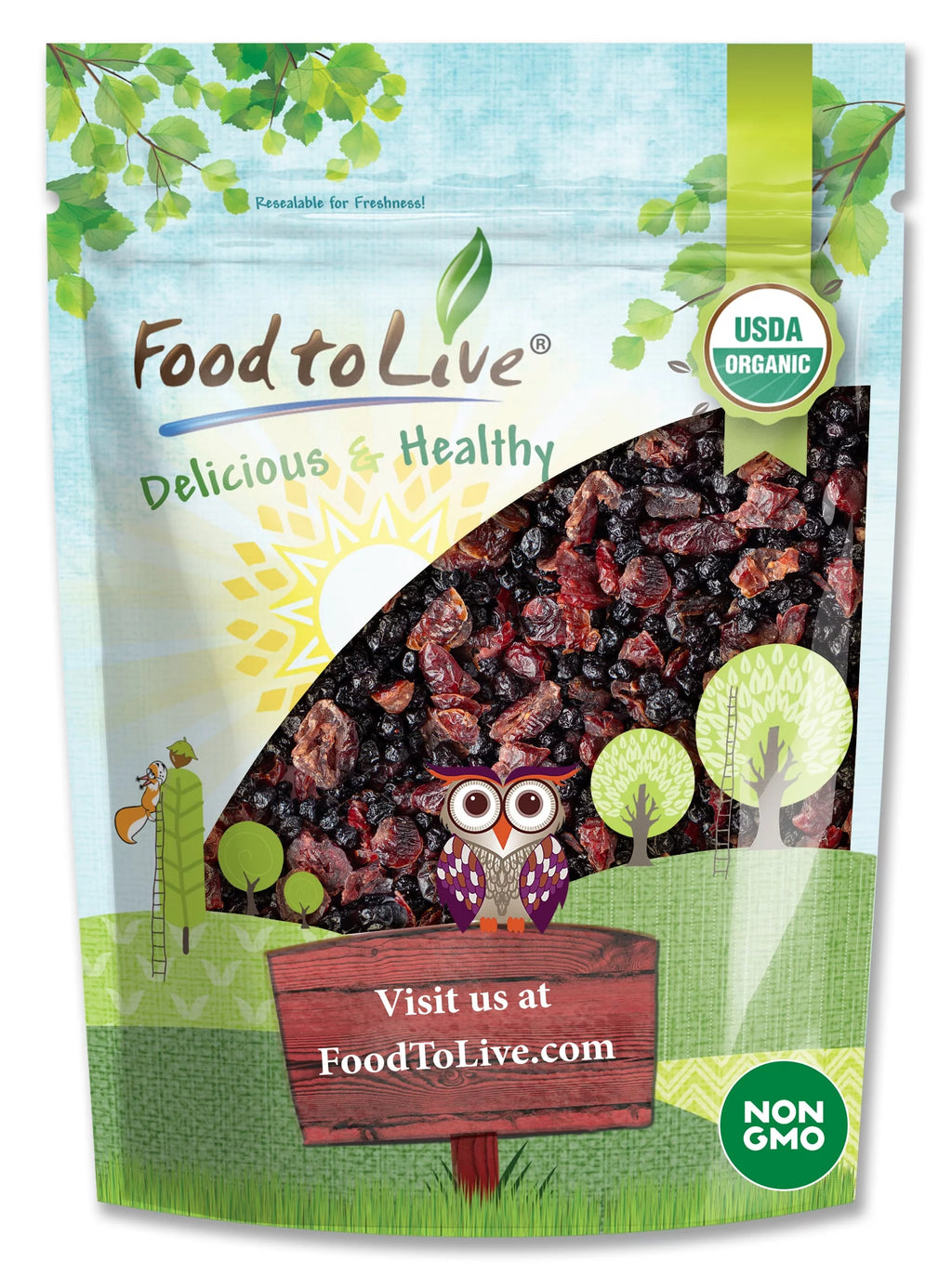 Organic Non-GMO Dried Blueberries and Cranberries Blend, 1.5 Pounds L8610