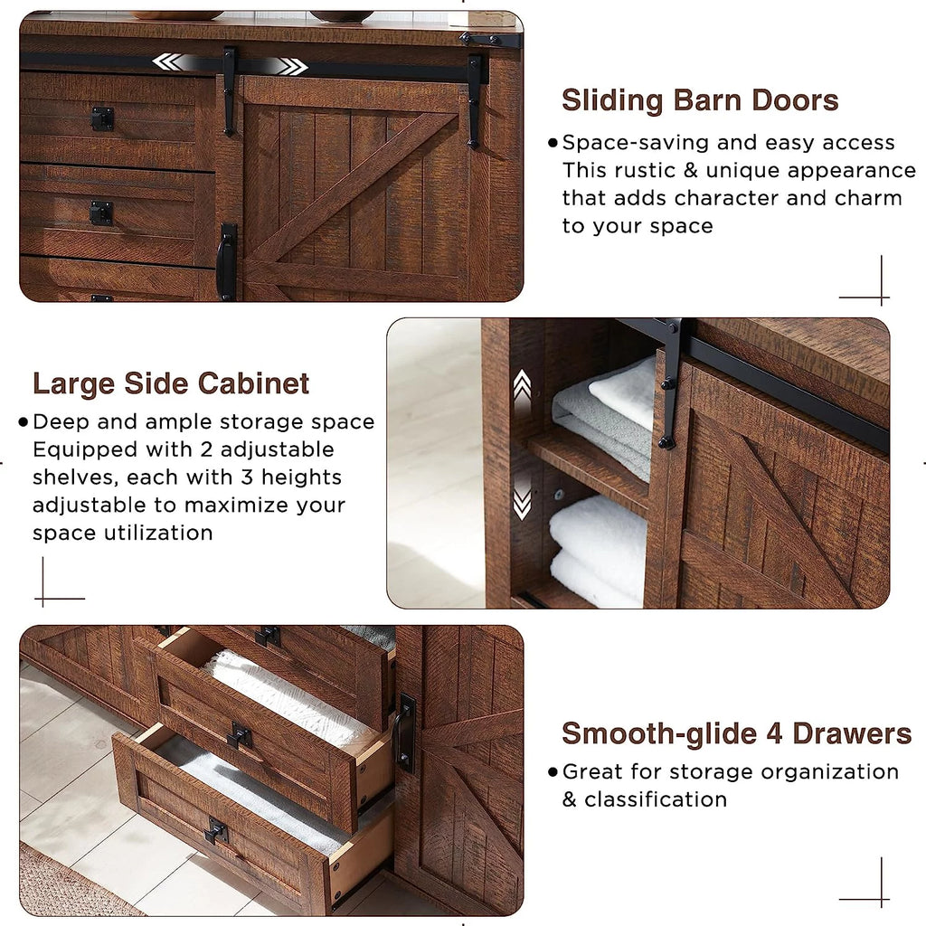 4 Drawer Light Rustic Oak Wood Dresser F691