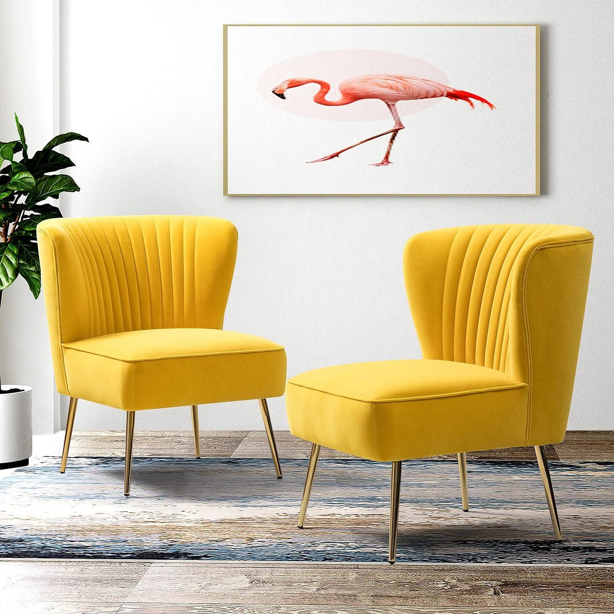 Yellow Side Chair Set of 2 U92495