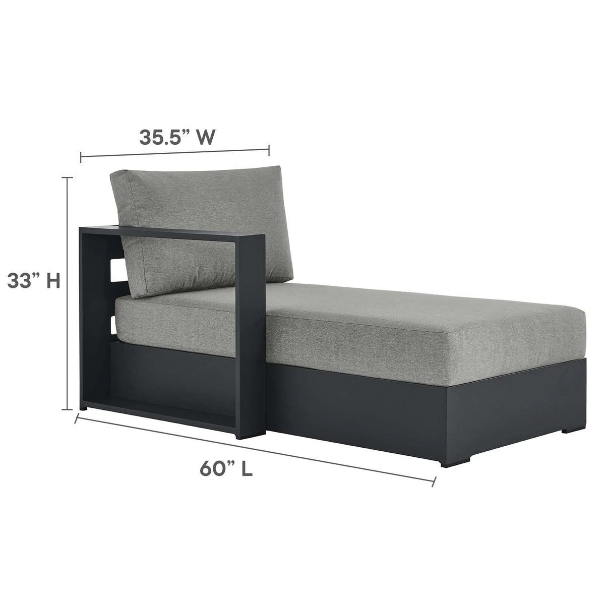 Gray Powder-Coated Aluminum 2-Piece Chaise Sectional Sofa Set Q175392