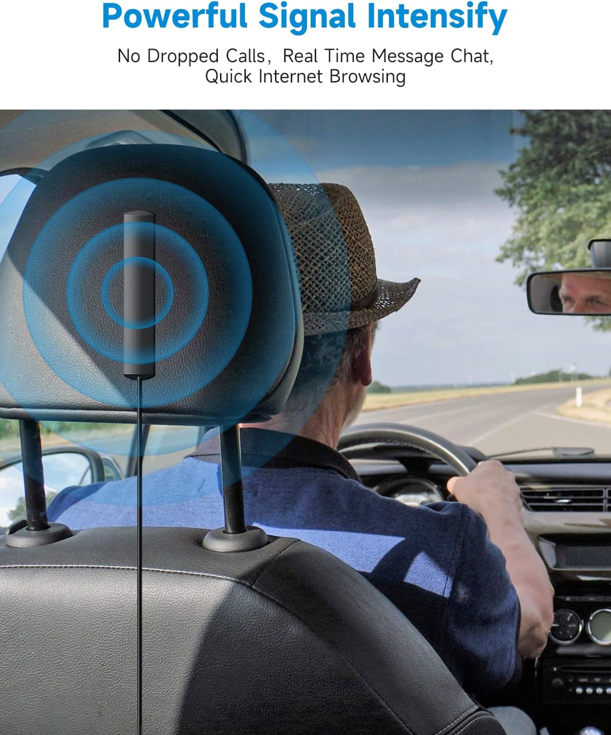 Cell Phone Signal Booster for Cars and SUVs with Omni-Directional Roof Antenna X1162
