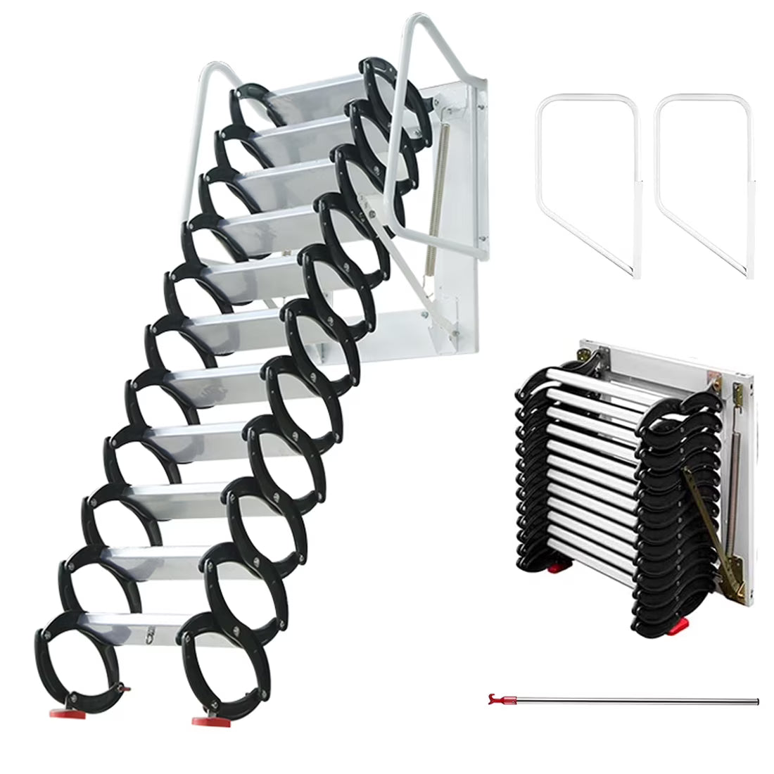 Black-White Al-mg Alloy Wall Mounted Folding Attic Ladder G43400