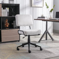 White Corduroy Swivel Desk Chair with Wheels P15924