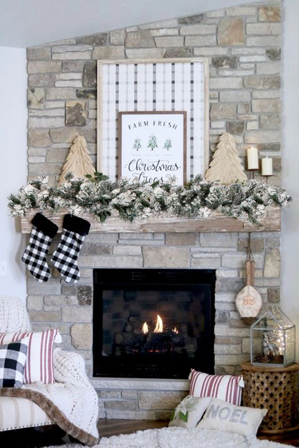 9' x 12" Heavy Snow Flocked Alpine Garland, 200 Tips Q5870