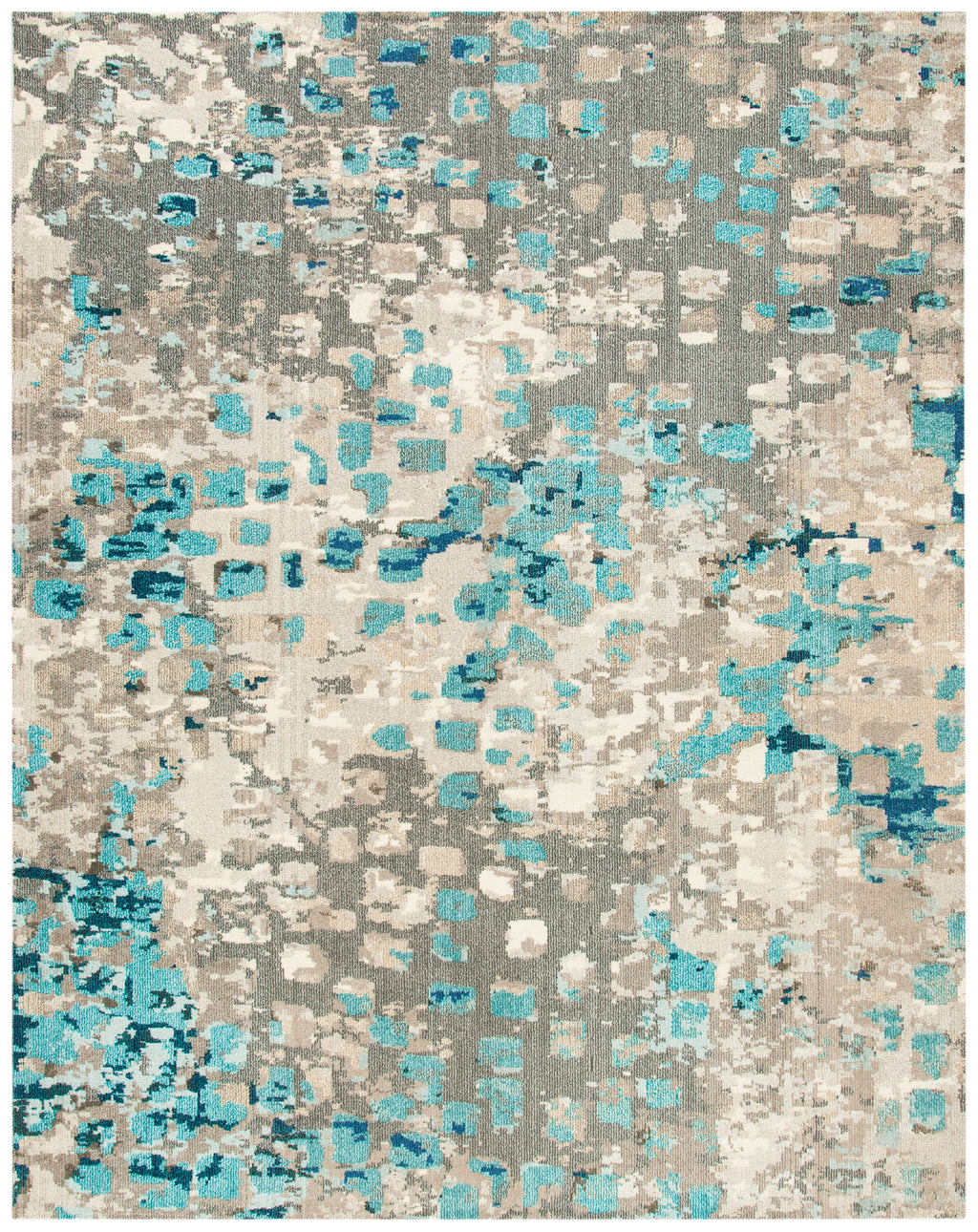 Grey/Blue Abstract Polka Dots Area Rug, 9' x 12' E145672