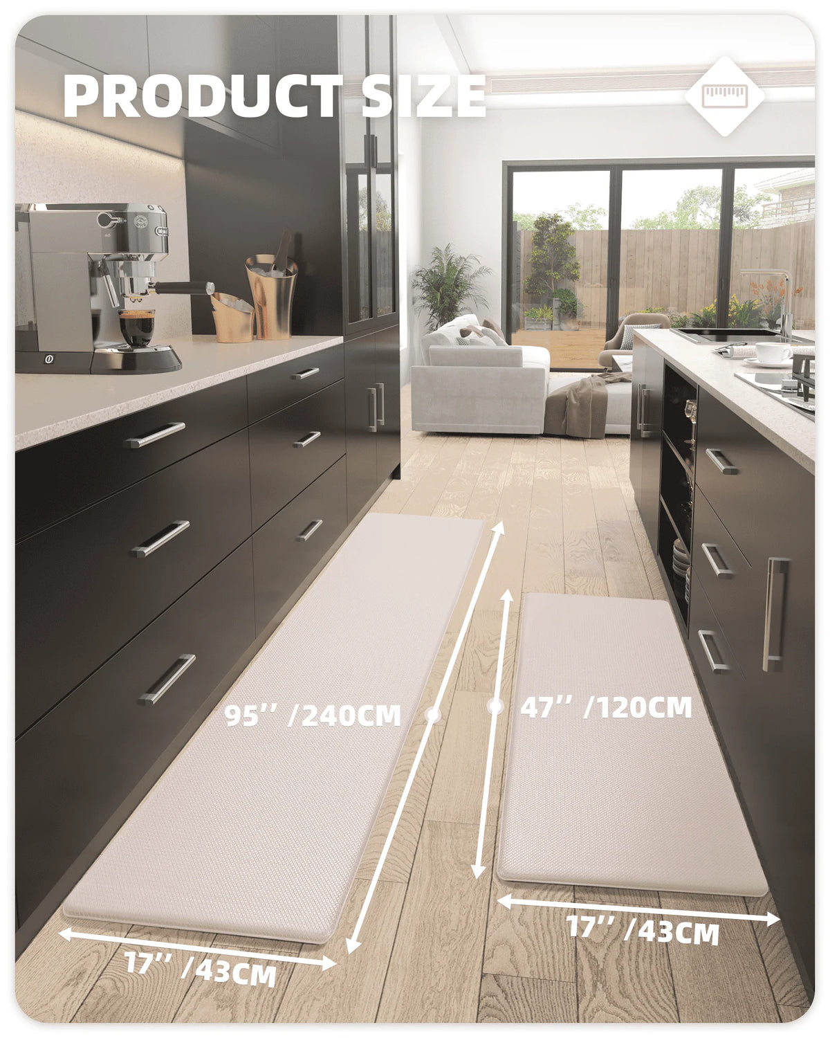 Anti Fatigue Kitchen Mat 2 Pieces Non Skid Washable Gray T4065
