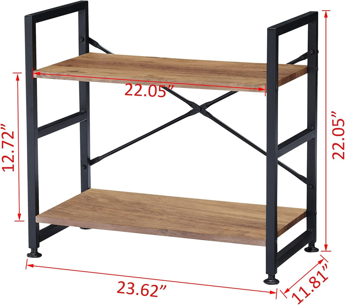 5 Tier Wood Bookshelf with Metal Frame Y278
