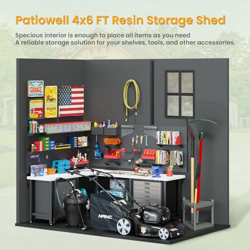 Gray 4' x 6' Outdoor Plastic Storage Shed with Floor U821907