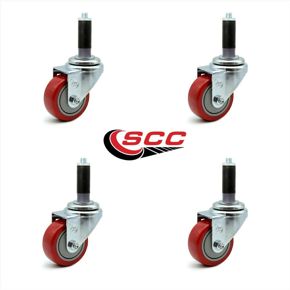 Red Polyurethane Swivel Caster Set of 4 H853256