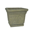 18-1/2 in. Square Cast Stone Planter with Attached Saucer T4988
