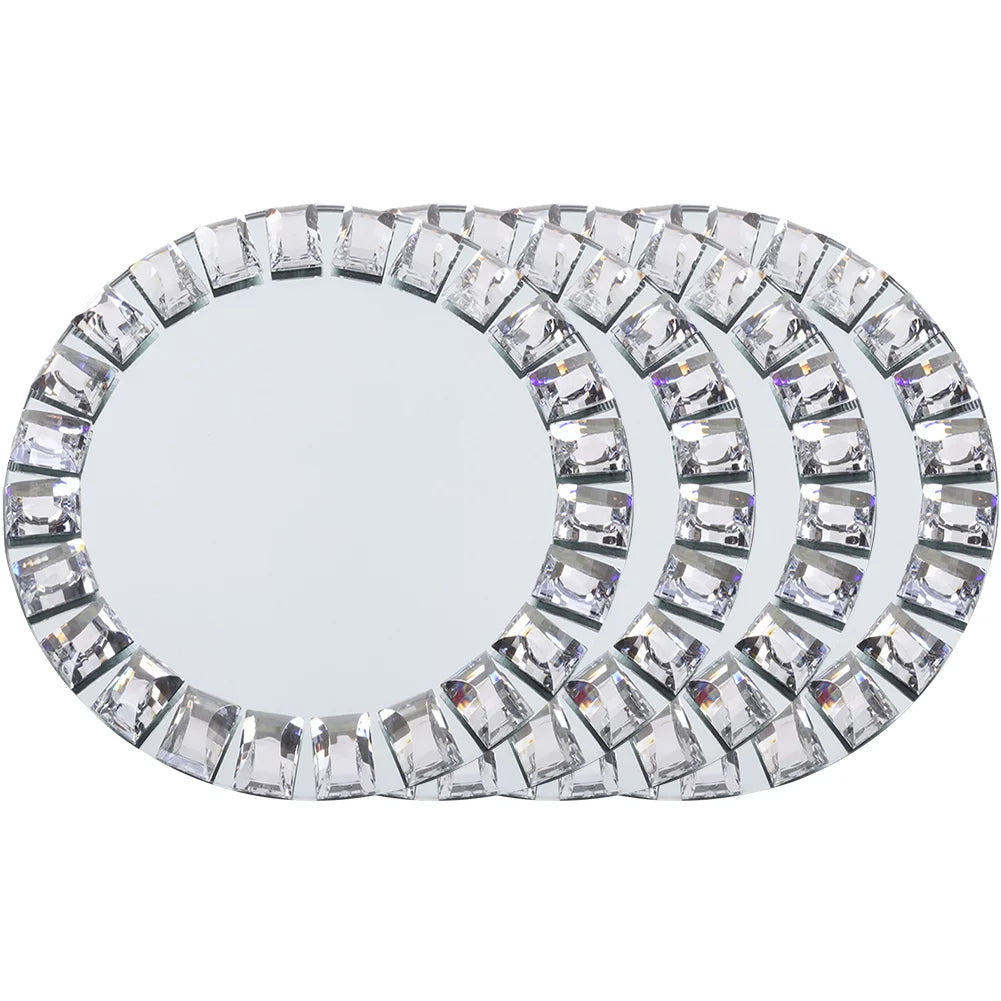 Set of 4 Silver Mirrored Glass Charger Plates X668855
