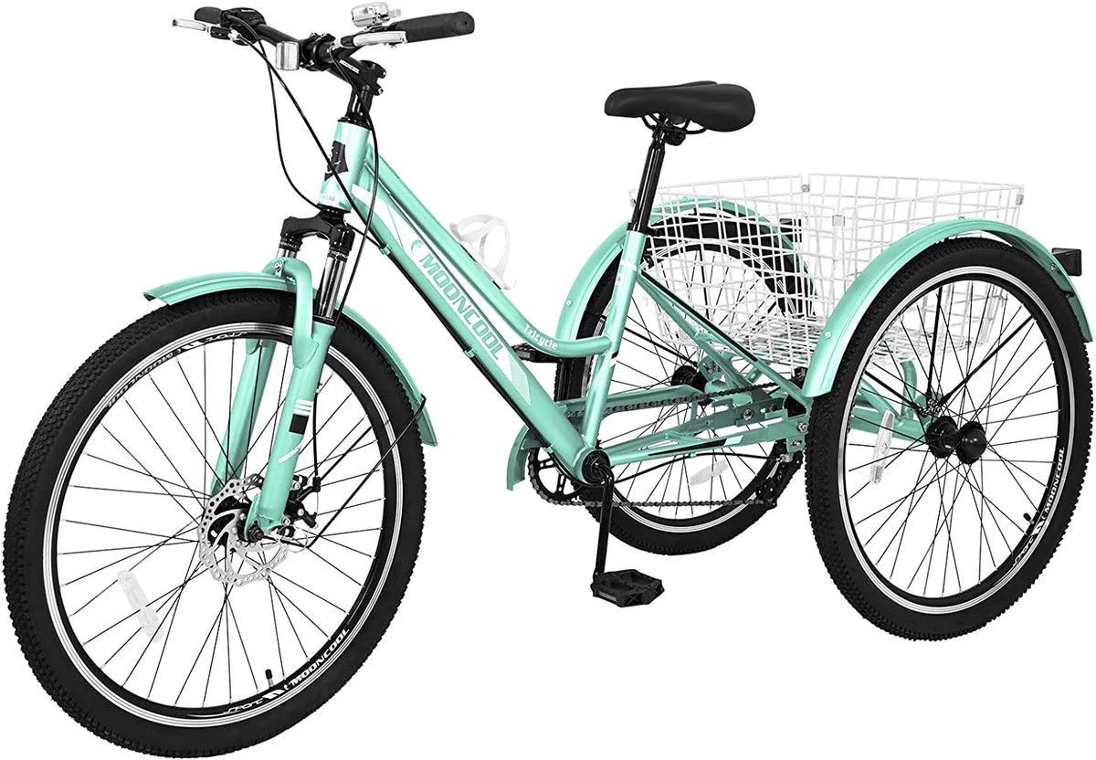 7 Speed 24/26/27.5 Inch Adult Mountain Tricycle with Shopping Basket L382535