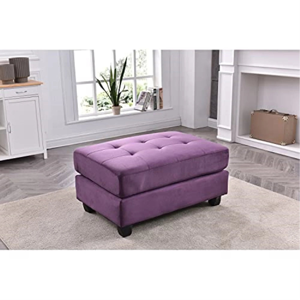 Purple Microsuede Ottoman U792529