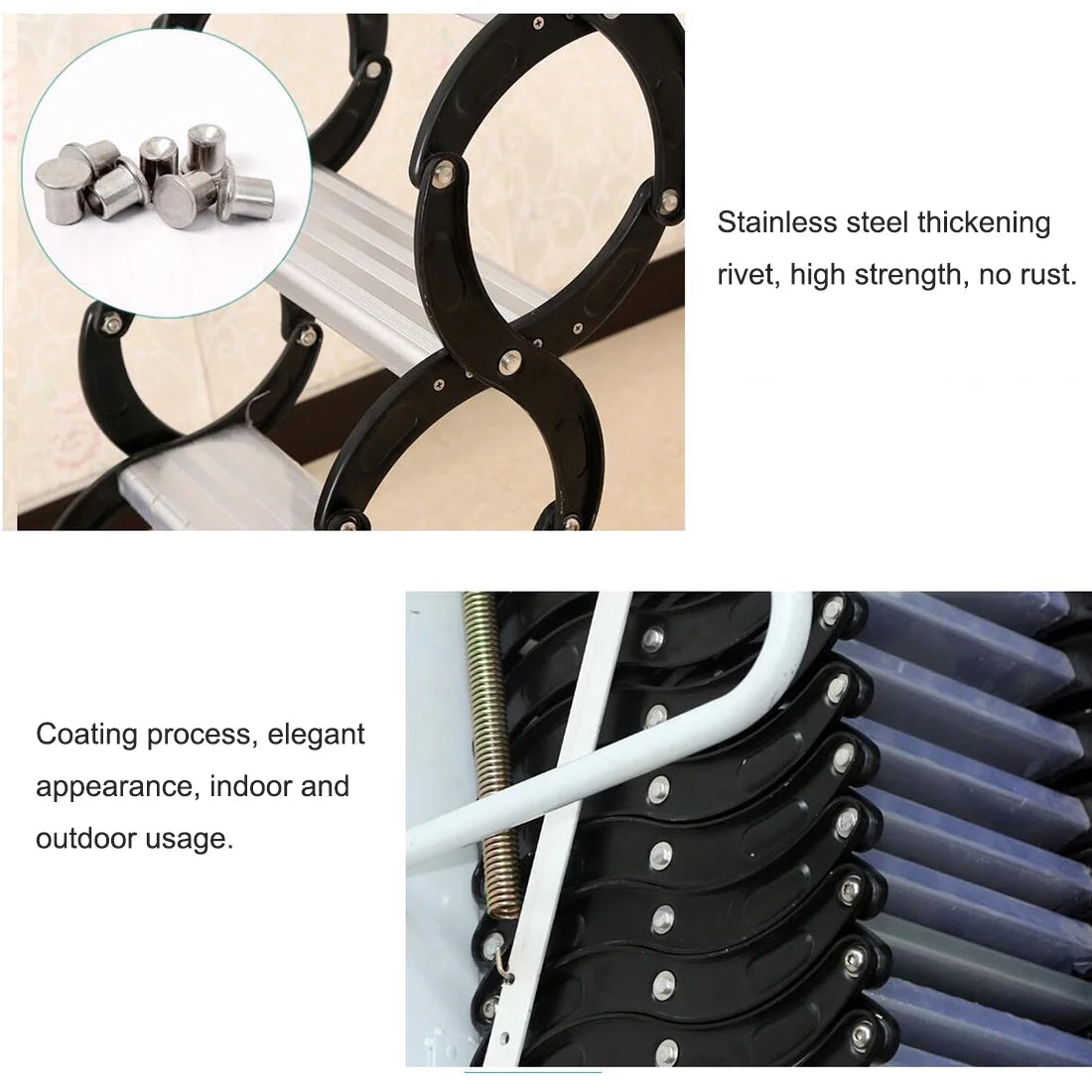 Black-White Al-mg Alloy Wall Mounted Folding Attic Ladder G43400