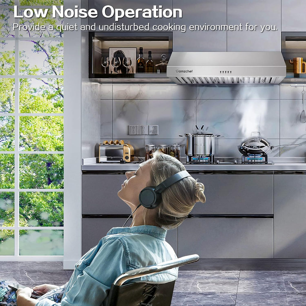 Stainless Steel Under Cabinet Range Hood 700CFM 3 Speed Fan LED Lights A11525