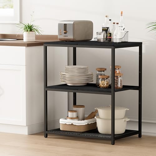 Black Kitchen Island with 3 Shelves E651410