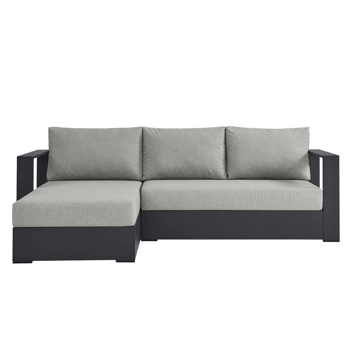Gray Powder-Coated Aluminum 2-Piece Chaise Sectional Sofa Set Q175392