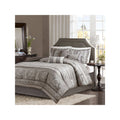 7 Piece Jacquard Comforter Set Grey Cal King S79966