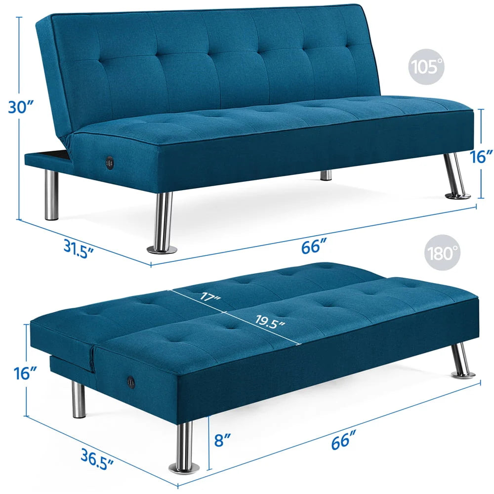Blue Convertible Futon E128711