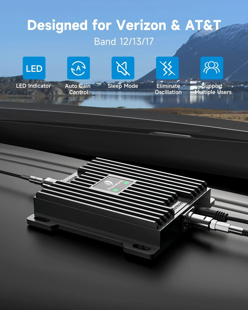 Cell Phone Signal Booster for Cars and SUVs with Omni-Directional Roof Antenna X1162