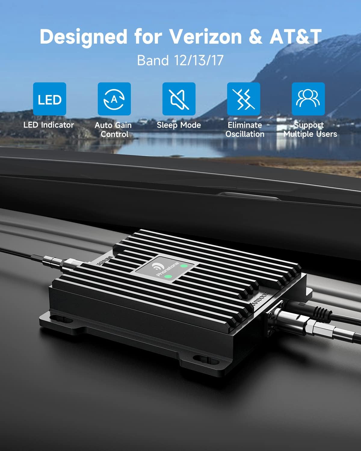 Cell Phone Signal Booster for Cars and SUVs with Omni-Directional Roof Antenna X1162