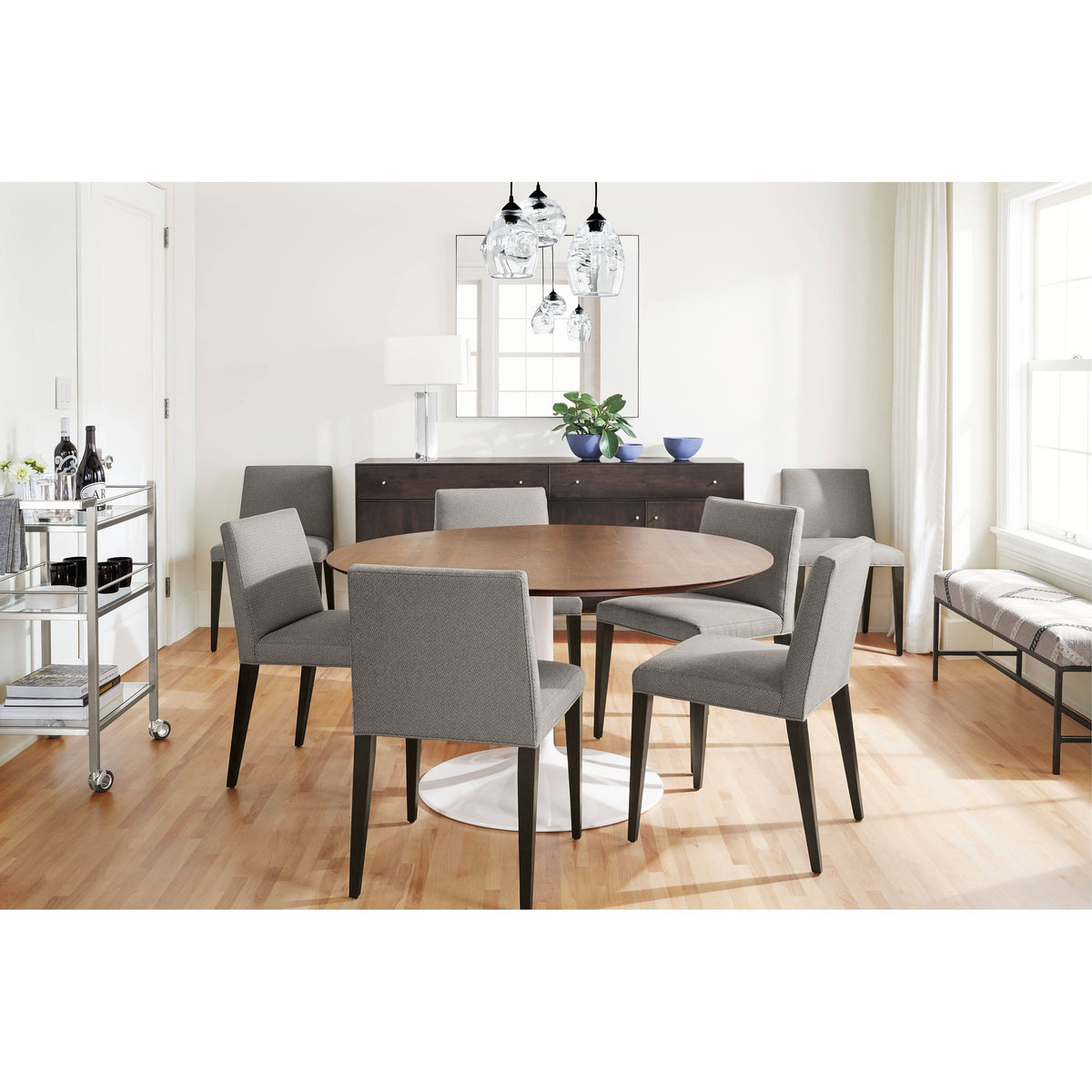 Smoke Tempered Glass Round Table with Graphite Base Y686