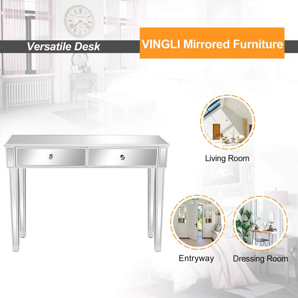 Mirrored Console Table with 2 Drawers M61701