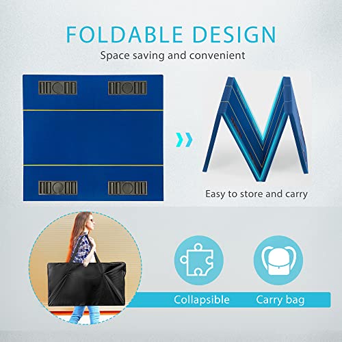 79 x 36 Inch Foldable 8-Player Poker Tabletop with Cup Holders and Carrying Bag U673555