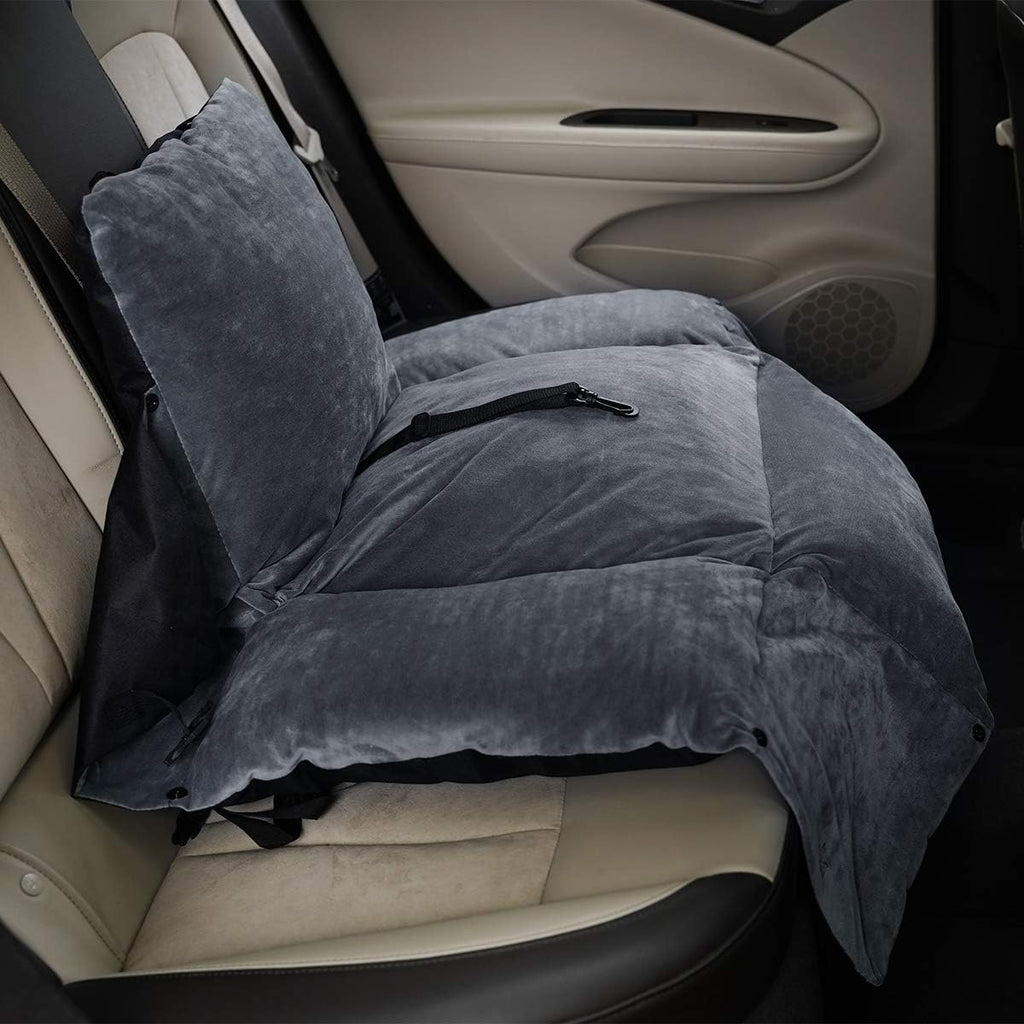 2-in-1 Dog Car Bed Booster Seat with Safety Leash O13278
