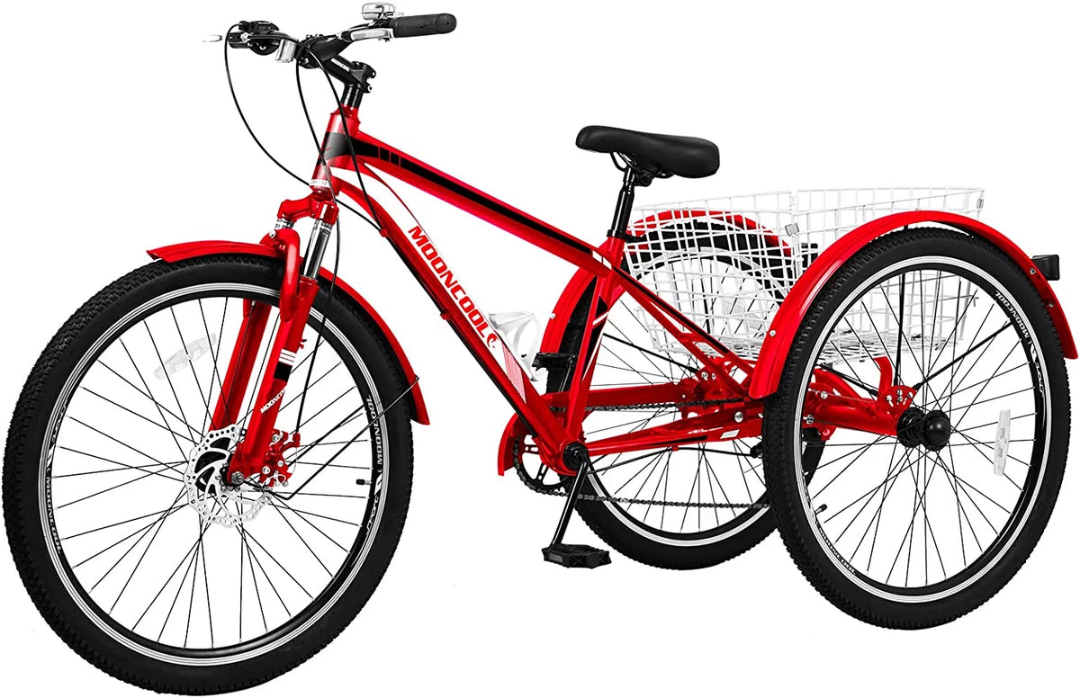 7 Speed 24/26/27.5 Inch Adult Mountain Tricycle with Shopping Basket L382535