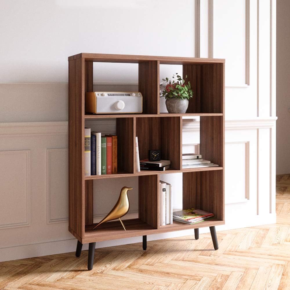 Ash Wood Black 7 Cube Bookshelf F3743