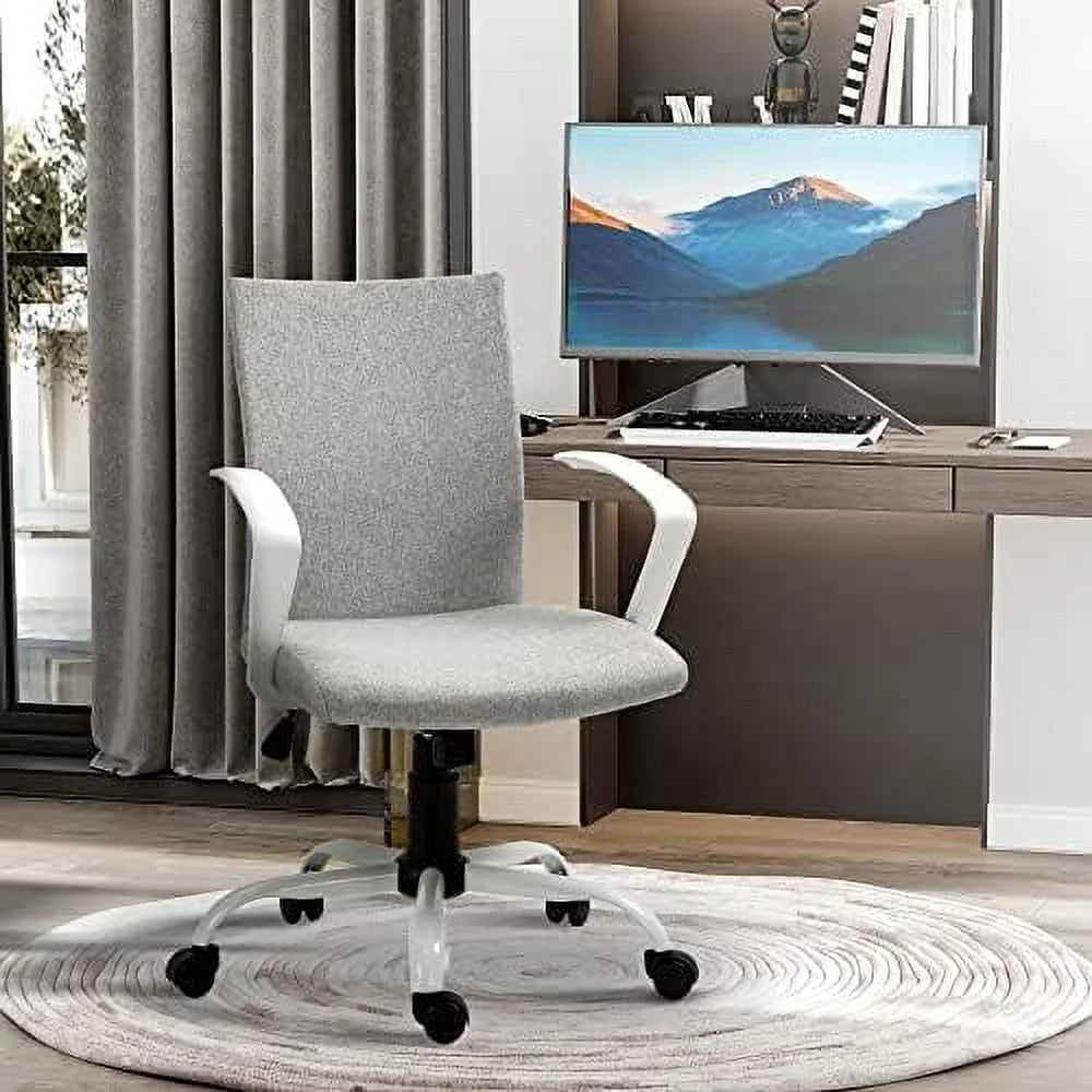Light Grey White Office Chair with Adjustable Height R9282
