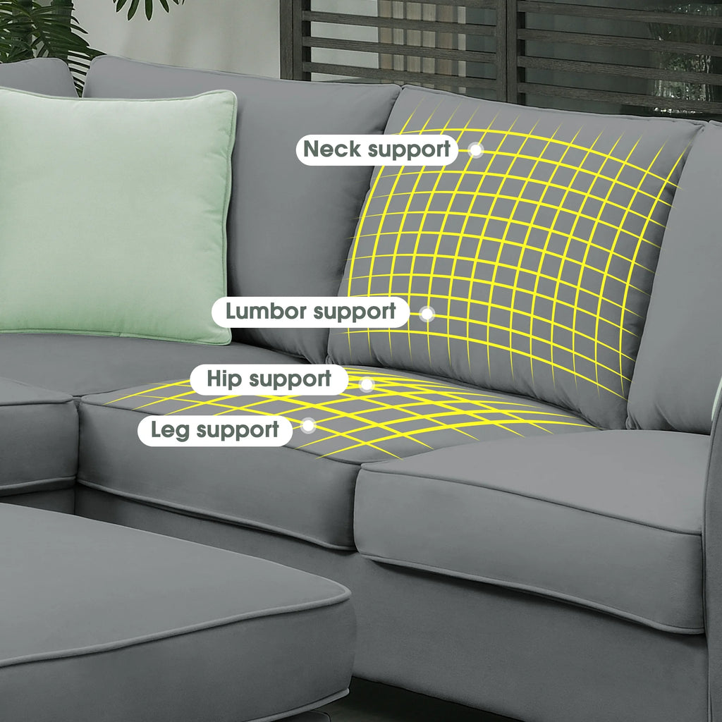 7 Seats L Shape Fabric Sectional Sofa with Ottoman Q726752