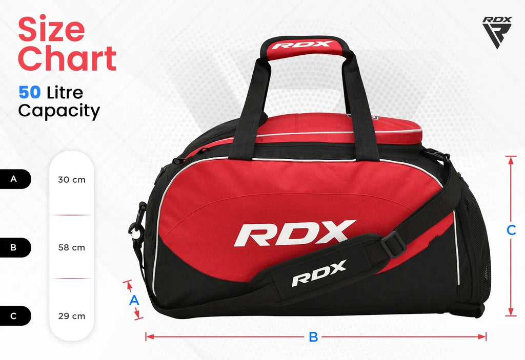 RDX Kit Bag Gym Duffle Sports Holdall Gear MMA Fitness Exercise Equipment Backpack Hiking Luggage Shoulder Sportswear Lightweight Rucksack Handles Running Zipper Travel Carry on Shoe Compartment J2373