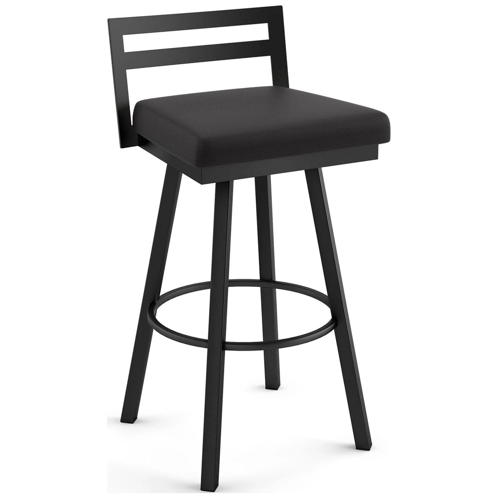 30 In. Swivel Bar Stool Black Faux Leather R262
