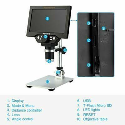 7 inch LCD Digital USB Microscope 12mp 1-1200x Magnification Handheld C3361