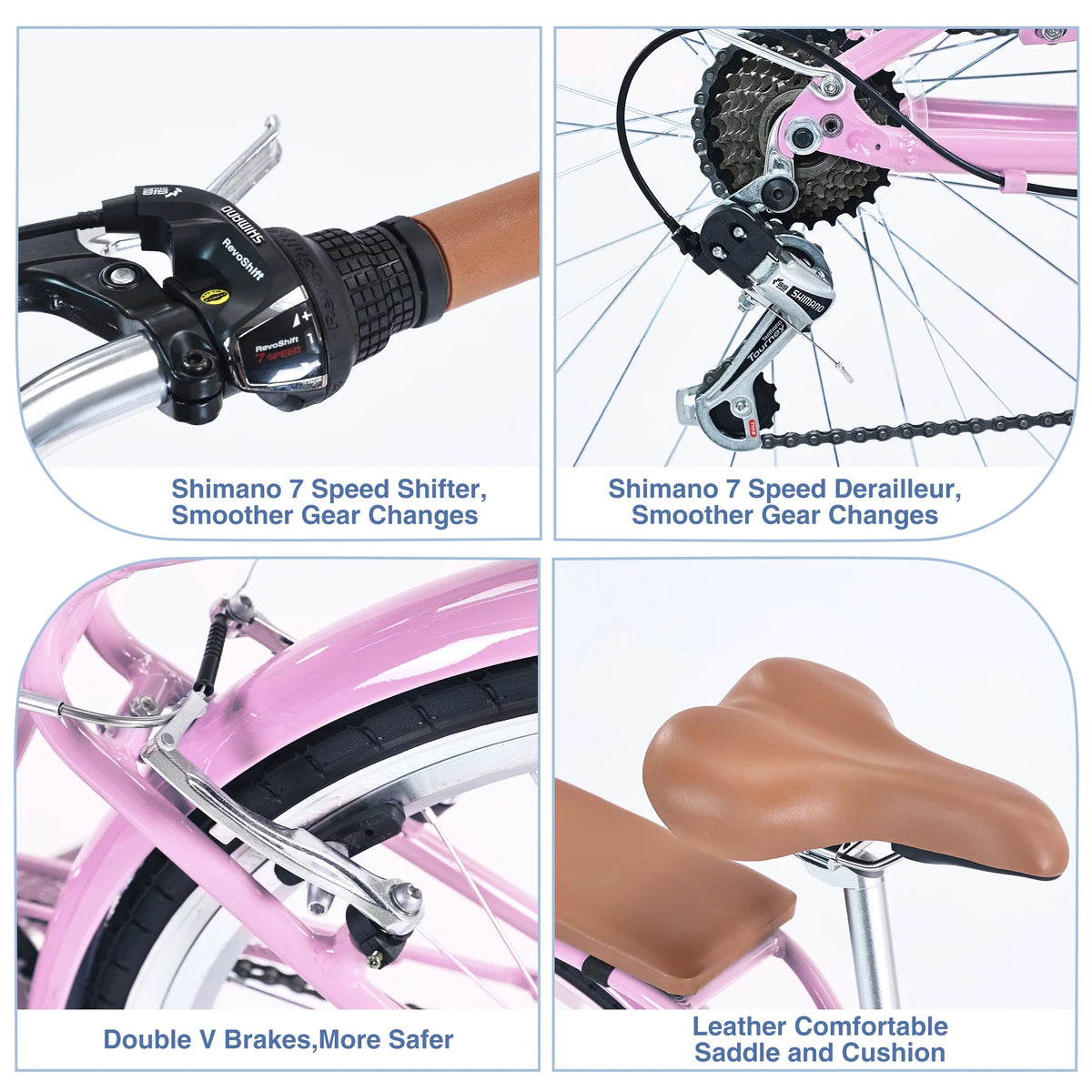 26 inch 7 Speed Pink Cruiser Bike F21444