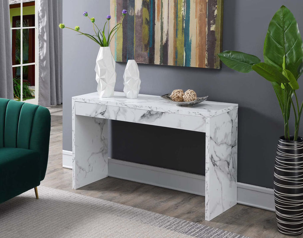 White Faux Marble Console Table/Desk C642929