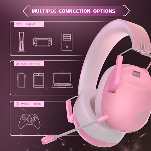 Black Wireless Gaming Headset with Bluetooth 5.3 and Noise Canceling Microphone H511