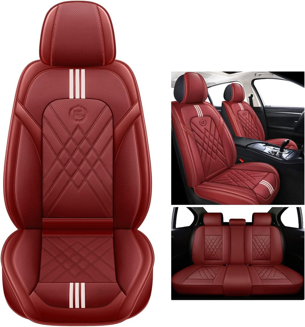 Black & Red Faux Leather Universal Car Seat Covers T961907