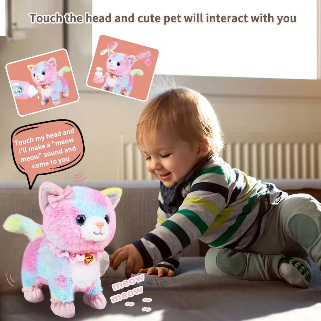 Interactive Plush Pet Cat with Remote Control Leash W3035