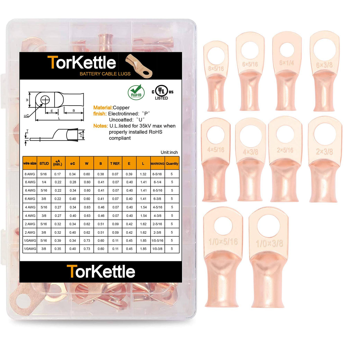 Copper Wire Lugs Battery Cable Terminal Connectors H503546