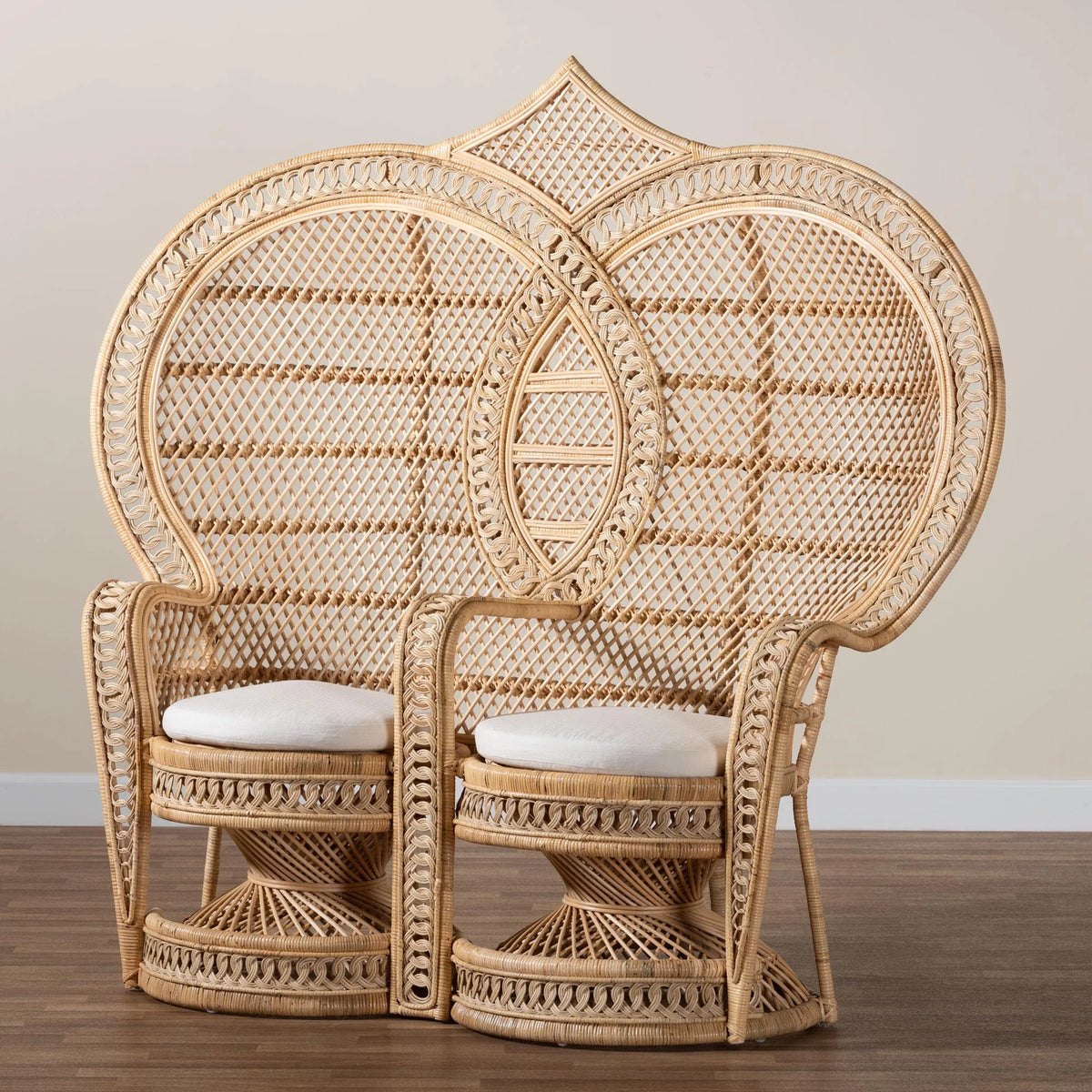 Natural Brown Rattan Two-Seater Chair Z41811