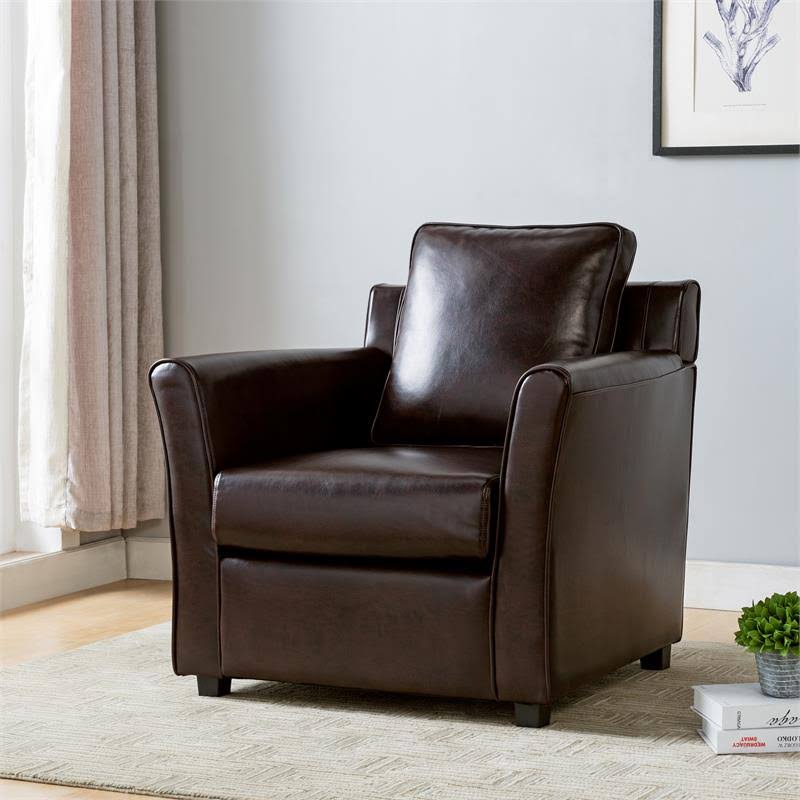Brown Faux Leather Accent Chair I723218