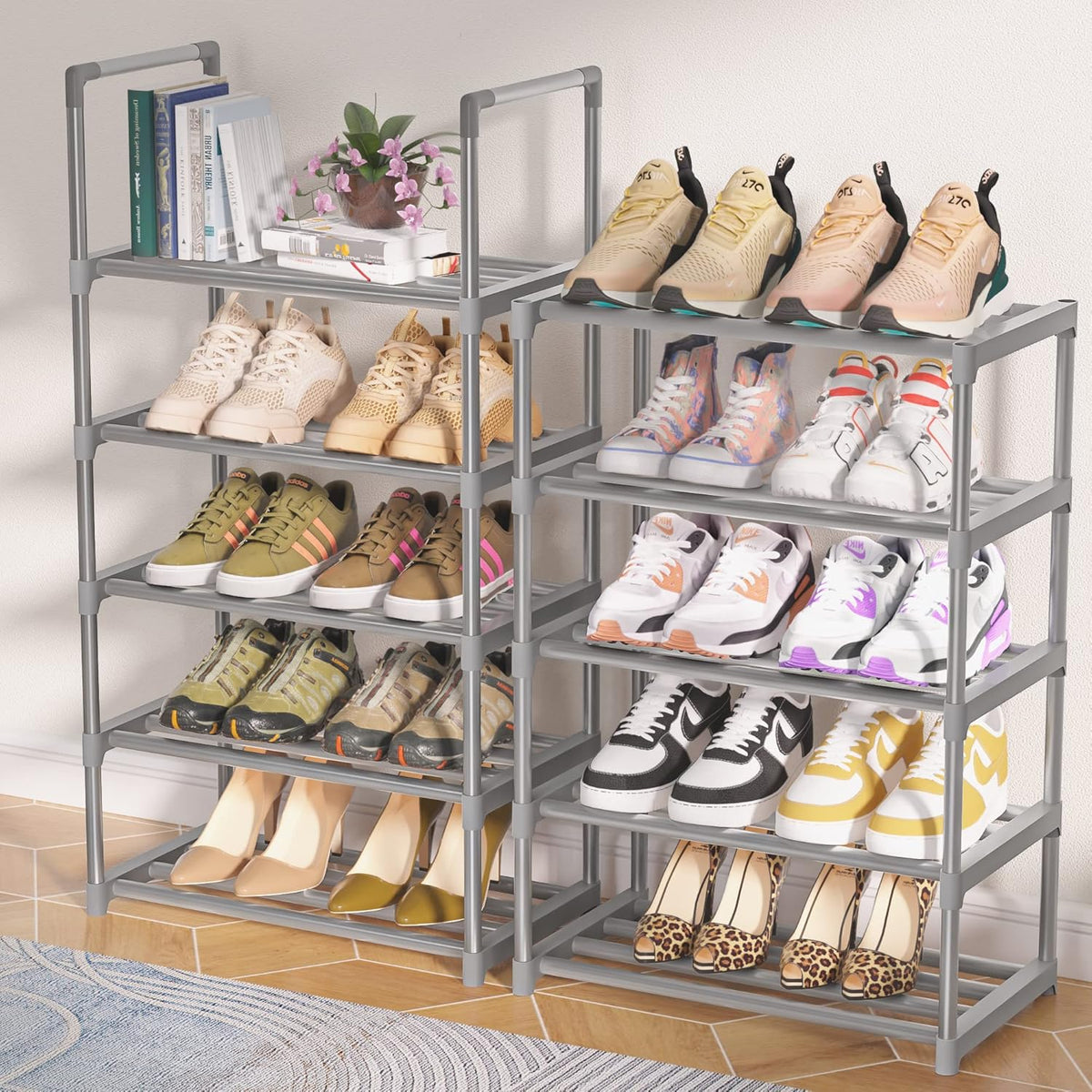 5 Tier Long Shoe Rack and 10 Tier Narrow Tall Shoe Rack Y226519